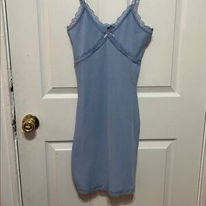 Divided Blue Lace Trim Dress